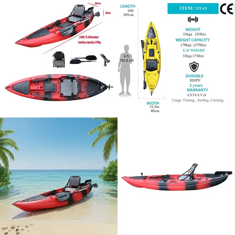 Fishing Kayak Sit In - เรือคายัคแบบนั่งเดี่ยวขนาด 10 ฟุต พร้อมมอเตอร์ไฟฟ้า เรือแคนูแบบมีมอเตอร์สำหรับ 1